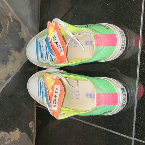 💚💛Neon Converse All Star double tongue💚💛 - Picture 7 of 11
